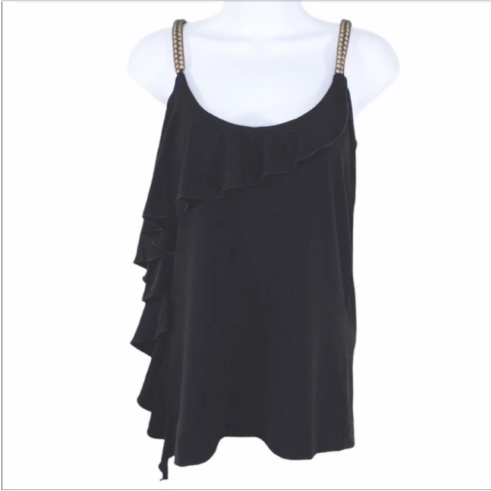 LAQUETTE gold beads tank top NEW black
